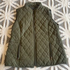 Olive green quilted vest